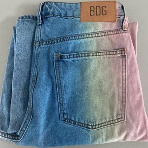 BDG High Waisted Baggy Jean in Rainbow Ombré